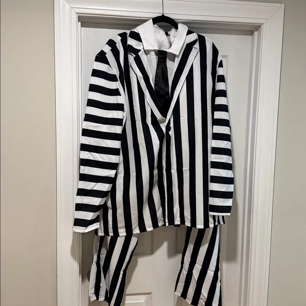 Beetlejuice Suit - Black and White Striped - Mens Size 3X